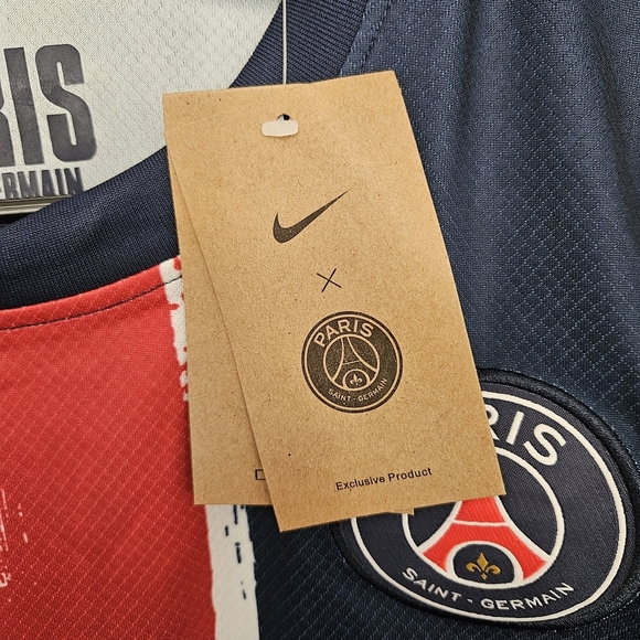 Nike NWT Men's Small Paris Saint-Germain Navy Blue Soccer Jersey Short Sleeve - Picture 6 of 8